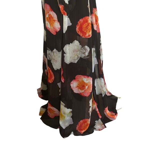 GB GIANNI BINI FLORAL PLUNGE CRISS CROSS MAXI DRESS IN BLACK PRE-OWNED MEDIUM - Picture 8 of 14